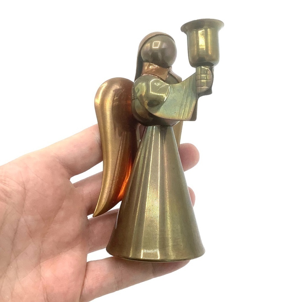 Vintage Brass Christmas Angel Candle Holder with‎ Cup